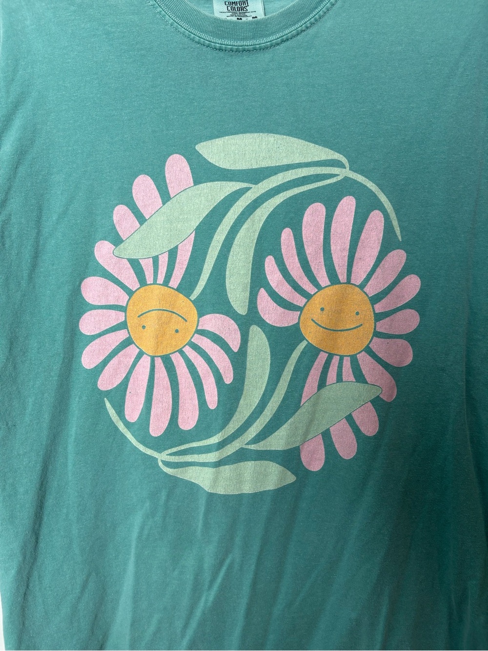 Mountain Movers Floral Fun Graphic Teal Tee - Picture 4 of 7